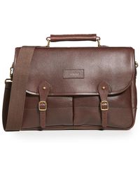 barbour leather briefcase black