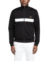 fred perry track jacket contrast panel black