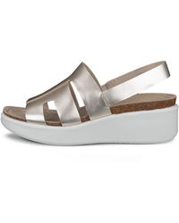 Ecco - Flowt Wedge Cork-Damen Korksandale Aus Leder Mit Keilabsatz - Lyst