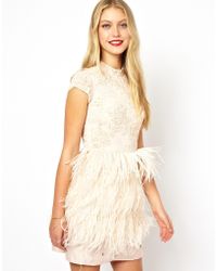 Coast Savita Dress with Feather Skirt - Natural