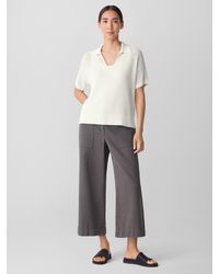 Eileen Fisher - Cotton Silk Cord Split Neck Top - Lyst