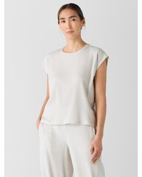 Eileen Fisher - Textured Stretch Rib Round Neck Top - Lyst