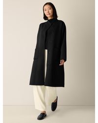 Eileen Fisher - Lustrous Wool High Collar Coat - Lyst