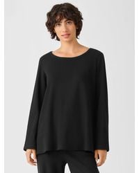 Eileen Fisher - Cozy Organic Cotton Thermal Bateau Neck Top - Lyst
