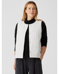 Eileen Fisher Fuji Silk Quilted Vest - Black