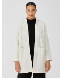 NWT Eileen Fisher Long Boxy Jacket Organic Cotton Gauze White $258 