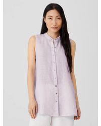 Eileen Fisher - Garment-dyed Organic Handkerchief Linen Sleeveless Shirt - Lyst
