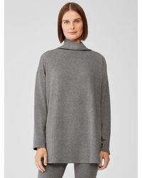 Eileen Fisher - Cozy Brushed Terry Hug Funnel Neck Top - Lyst