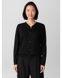 Eileen Fisher - Superfine Merino Cardigan In Regenerative Wool - Lyst