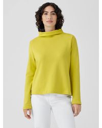 Eileen Fisher - Organic Cotton French Terry Funnel Neck Top - Lyst