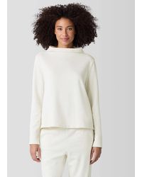 Eileen Fisher - Garment-dyed Terry Funnel Neck Top - Lyst
