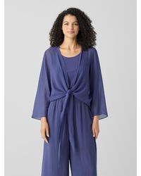 Eileen Fisher - Sheer Silk Georgette Tie Jacket - Lyst
