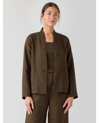 Eileen Fisher - Organic Linen High Collar Jacket - Lyst