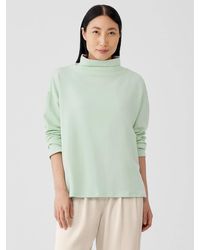 Eileen Fisher - Cozy Brushed Terry Hug Funnel Neck Box-top - Lyst
