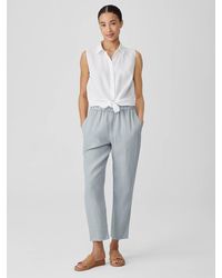 Eileen Fisher - Garment Dyed Organic Linen Tapered Pant - Lyst