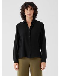 Eileen Fisher - Silk Georgette Crepe Classic Collar Shirt - Lyst