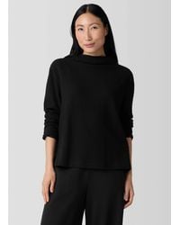 Eileen Fisher - Organic Cotton Jacquard Funnel Neck Top - Lyst