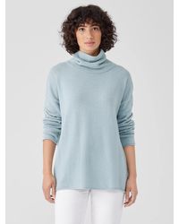 Eileen Fisher - Cotton And Recycled Cashmere Turtleneck Long Top - Lyst