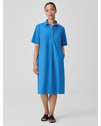 Eileen Fisher - Washed Organic Cotton Poplin Dress - Lyst
