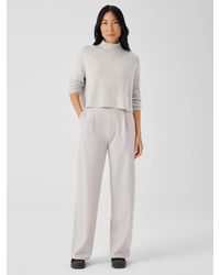 Eileen Fisher - Boiled Wool Jersey Pleated Wide-leg Pant - Lyst