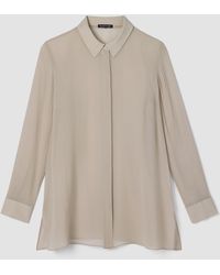 Eileen Fisher - Sheer Silk Georgette Classic Collar Shirt - Lyst