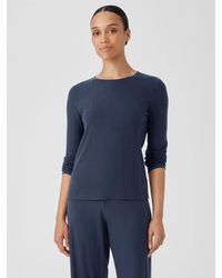 Eileen Fisher - Variegated Rib Knit Crew Neck Top - Lyst