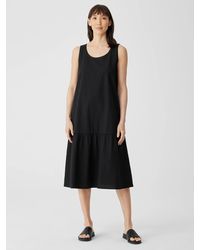Eileen Fisher - Organic Cotton Pucker Tiered Dress - Lyst