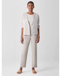 Eileen Fisher - Stretch Cotton Twill Tapered Trouser Pant - Lyst