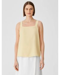 Eileen Fisher - Silk Georgette Crepe Square Neck Tank - Lyst