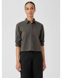 Eileen Fisher - Washed Organic Cotton Poplin Classic Collar Short Shirt - Lyst