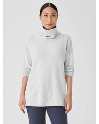 Eileen Fisher - Cotton And Recycled Cashmere Turtleneck Long Top - Lyst
