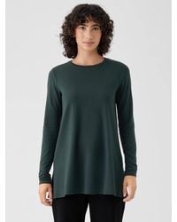 Eileen Fisher - Stretch Jersey Knit Crew Neck Long Top - Lyst