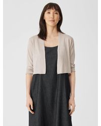 Eileen Fisher - Organic Linen Cotton Jersey Cropped Cardigan - Lyst