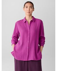 Eileen Fisher - Organic Cotton Lofty Gauze Classic Collar Shirt - Lyst