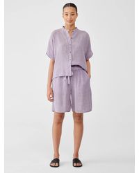 Eileen Fisher - Puckered Organic Linen Shorts - Lyst