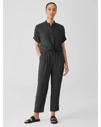 Eileen Fisher - Puckered Organic Linen Tapered Pant - Lyst