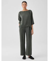 Eileen Fisher - Sandwashed Twill Wide Trouser Pant - Lyst