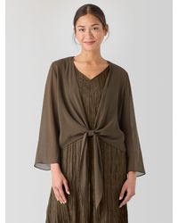 Eileen Fisher - Sheer Silk Georgette Tie Jacket - Lyst
