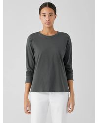 Eileen Fisher - Organic Pima Cotton Jersey Long-sleeve Tee - Lyst