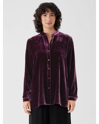 Eileen Fisher - Velvet Band Collar Long Shirt - Lyst