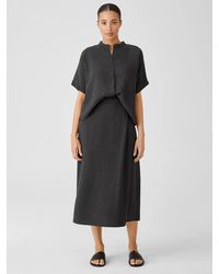 Eileen Fisher - Puckered Organic Linen Wrap Skirt - Lyst