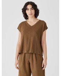 Eileen Fisher - Organic Linen Jersey V-neck Tee - Lyst