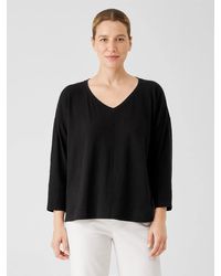 Eileen Fisher - Organic Cotton Slub V-neck Top - Lyst