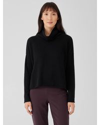 Eileen Fisher - Cotton And Recycled Cashmere Turtleneck Box-top - Lyst