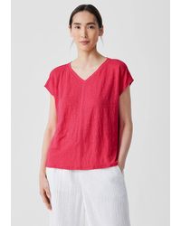 Eileen Fisher - Organic Linen Jersey V-neck Tee - Lyst