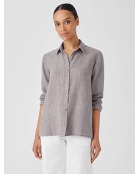 Eileen Fisher - Washed Organic Linen Délavé Classic Collar Shirt - Lyst