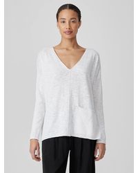 Eileen Fisher - Organic Linen Cotton Slub V-neck Top - Lyst
