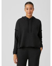 Eileen Fisher Organic Cotton French Terry Hooded Top - Black