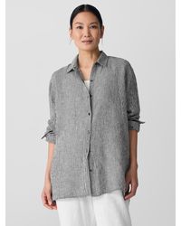 Eileen Fisher - Puckered Organic Linen Classic Collar Shirt - Lyst