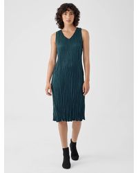 Eileen Fisher - Crushed Cupro V-neck Dress - Lyst